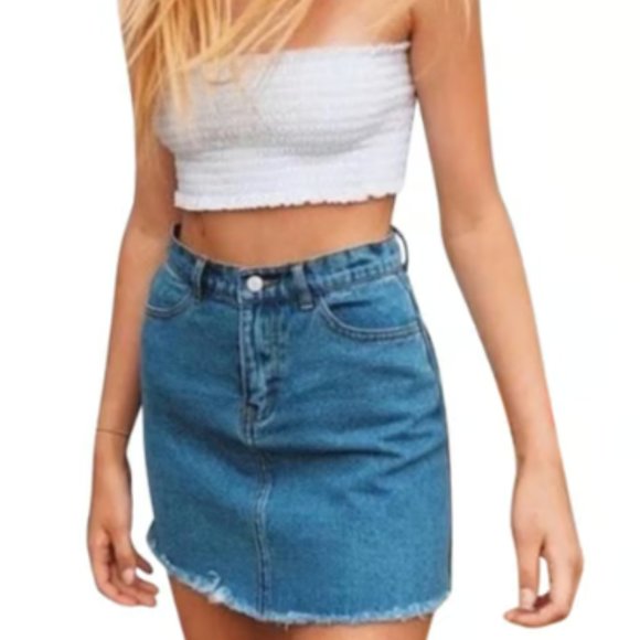 Brandy Melville Dresses & Skirts - John Galt Brandy Melville A Line Raw Hem Denim Mini Skirt